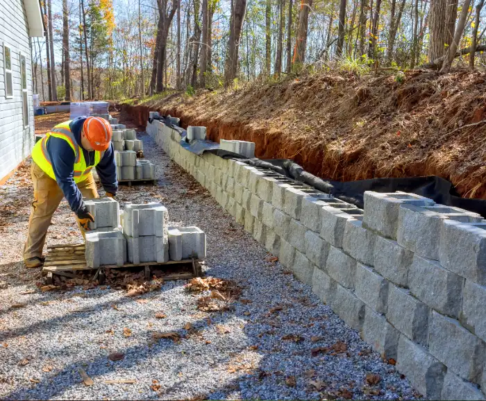 Process of building retaining wall