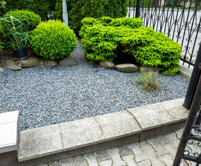 spreading rock mulch