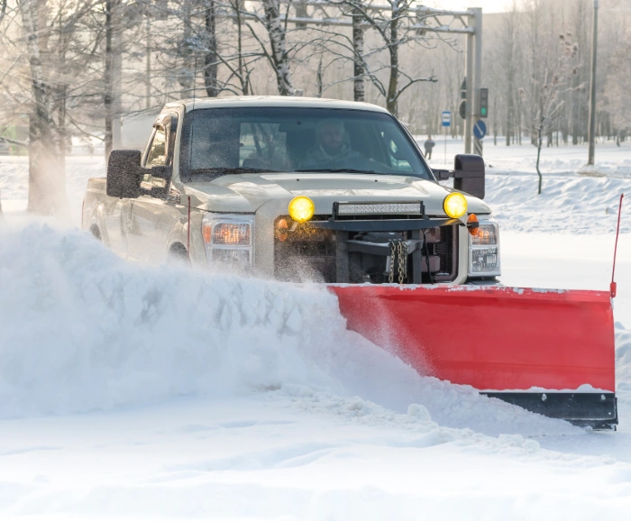 Truck with snow plow